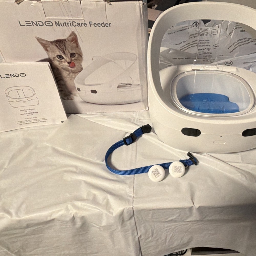 LENDO NutriCare Automatic Cat Feeder PF009, 1 Bowl, White Plastic