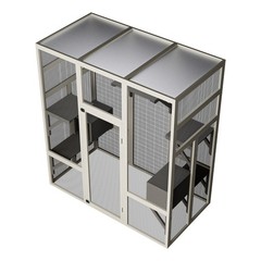 Large Outdoor Catio Wooden Cat House Enclosure with 5 Platform & 2 Resting Boxes