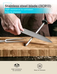 BLACK+DECKER 2-Piece Stainless Steel Carving Knife Set, 8” Carving Knife & 7” Fo
