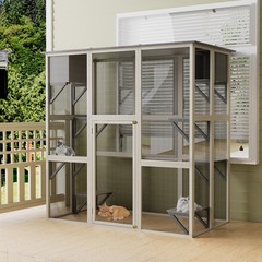 Large Catio Cat Enclosure Weatherproof Wooden Outdoor Asphalt Roof Cat Cage