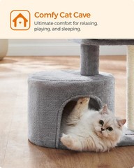 Feandrea Cat Tree, Small Tower with 20.7″L x 15″W x 18.5″H, Light Gray