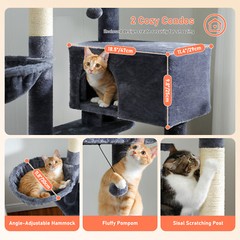 PAWZ Road Tall Cat Tree Multi-Level Cat Tower for Indoor Cat Scratching Post M/L