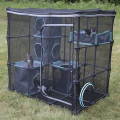 Kitty City Outdoor Catio Furniture and Play Kits for Cats, Mega Black