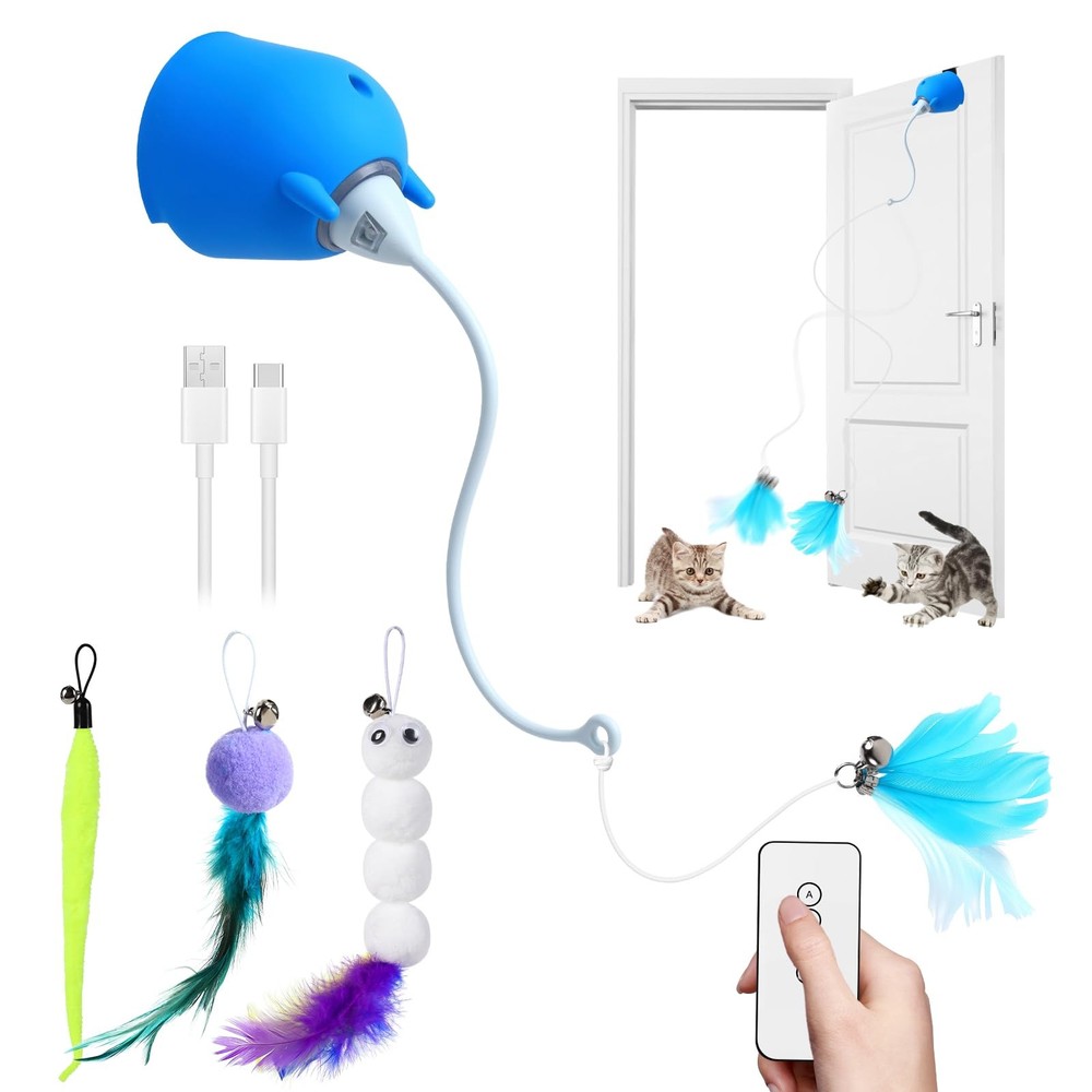 Cat Toys Interactive for Indoor Cats, Rechargeable Toy Hanging Standard, Blue