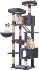 71-Inch Large Cat Tree for Large Cats, Plush Multi-Level Cat Condo with 8 Scratc