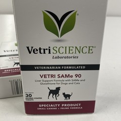 LOT x2 VetriSCIENCE Laboratories VETRI SAMe 90 Liver Support for Dogs and Cats