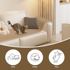 71×15.8 Inch Cat Wall Climbing Carpet 16 PCS Nail Scratch Pad Camel Couch