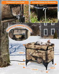 Cozy Heated Waterproof Cat House – Insulated Camouflage Shelter for Winter