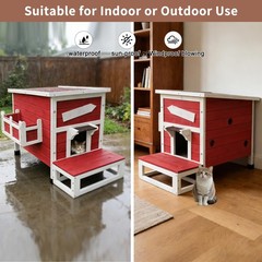 Outdoor Cat Shelter with Escape Door Rainproof Outside Kitty House