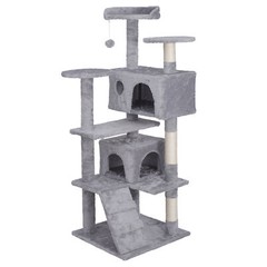 Light Grey Cat Tree Tower Activity Center Playing House Condo for Cat Rest Sturd