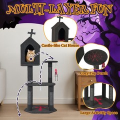 25-50in H Halloween Gothic Cat Scratching Post Indoor Multi-Style Activity House
