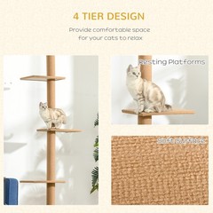 PawHut 4-Level Height Adjustable Cat Climbing Tower Used