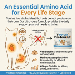 Taurine for Cats, Pure Taurine Supplement for Cats, Supports Vitality & Coat Hea