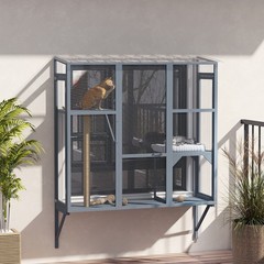 PawHut Catio Outdoor, Cat Window Catio for 2-3 Cats, for Playing Sunbathing