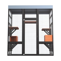 Outdoor Catio Cat Enclosure with 5 Platforms & 2 Napping House Large Cat House