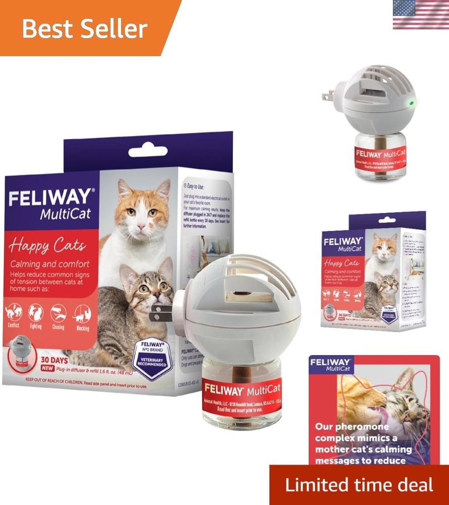 Vet Recommended MultiCat Calming Pheromone Diffuser – 30 Days of Peace