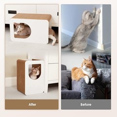 Cardboard Cat Scratcher House Corrugated Scratching Board Pad White 17 Inch