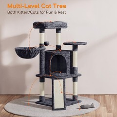 42in Cat Tree Tower for Indoor Cats, Kitten House w/Large Perch&Scratching Posts
