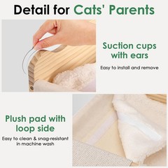 Lassume Cat Window Perch with Tall Scratching Post, 44″ 44 inches, Beige
