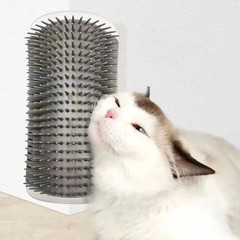 Cat Self Groomer Wall Brush Corner Face Scratcher Massage Comb Catnip Holder