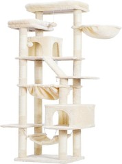 Cat Tree 71-Inch-Tall Tower Indoor Cats W/ 2 Perches 2 Big Condos 2 Hammocks NEW