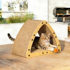 Cardboard Cat House Triangle Scratcher Cozy Lounger Tunnel Sofa Indoor Pet