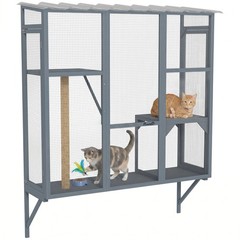PawHut Catio Outdoor, Cat Window Catio for 2-3 Cats, for Playing Sunbathing