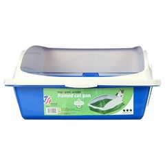 Open-top Pets Large High Sided Cat Litter Box with Frame, BPA-Free, Blue, CP4