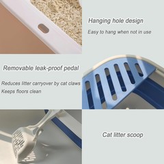 Senior Cat Litter Boxes Collapsible Open Low Entry Cat Litter Pan with Scoop