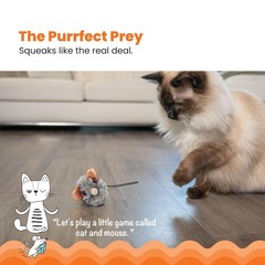 Petstages Squeak Mouse Cat Toy Plush – Included Catnip Interactive Gray