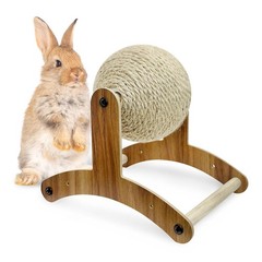 Fhiny Rabbit Scratch Toy, Natural Sisal Scratching Ball brown