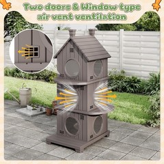 Outdoor Cat House Weatherproof, Durable Resin Cat Houses for Outdoor Indoor C…