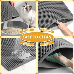 Pieviev Cat Litter Mat 24 x 15 inch Litter Trapping Mat – Gray