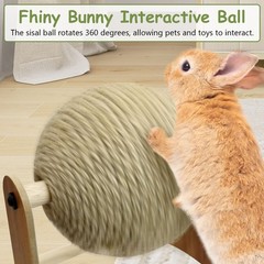 Fhiny Rabbit Scratch Toy, Natural Sisal Scratching Ball brown
