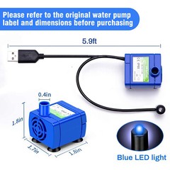 Pet Water Dispenser Pump USB Rechargeable LED Light Cat Drinking Fountain Motor