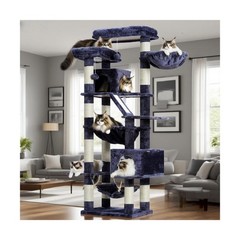 Heybly Cat Tree, 71-Inch-Tall Tower for Indoor Cats with 2 Perches, 2 Big Con…