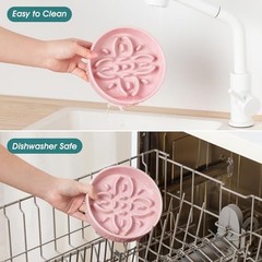 Ceramic Slow Feeder Dog Bowls, Puzzle Dog Food Bowls with S-0.6 Cups Pink