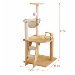 41″ Modern Cat Tree Wooden Cat Tower Condo with Clear Acrylic Hammock Perch