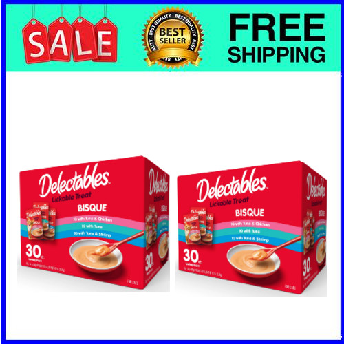 Hartz Delectables Bisque Lickable Wet Cat Treats Variety Pack, 30 Count 2 Pack