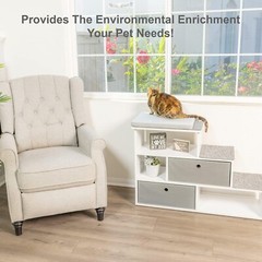 PetFusion Pet Step Window Perch Bookshelf w/ Storage Baskets 28” Tall Dog