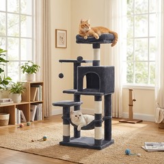 44″/66″ Cat Tree Tower w/ Hammock, Condo & Sisal Scratching Posts