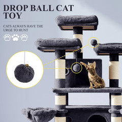 68 Inches Cat Tree/House and Towers for Big Feline/Scratching Post/Multi-Level L