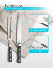 BLACK+DECKER 2-Piece Stainless Steel Carving Knife Set, 8” Carving Knife & 7” Fo