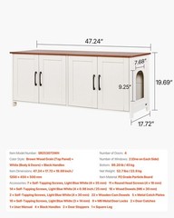 Contemporary Cat Litter Box Cabinet 47.2in Two Entry Points