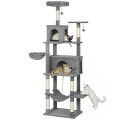 PawHut Multi-Level Cat Tree with 2 Condos, 80″ Tall Cat Tower for Indoor