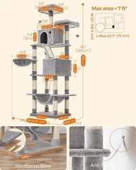 Elegant 81.1-Inch Cat Condo with 5 Levels, Perches, Caves, and Scratching Areas