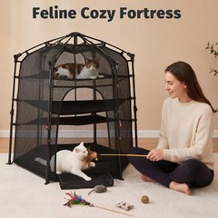 Catio Outdoor Cat Enclosure Pop up Cat Tower Tent Cat Playpen w/Breathable Mesh