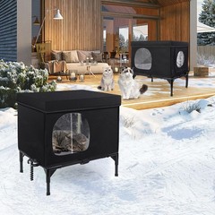 Outdoor Cat House Weatherproof Insulated Feral Cats Cozy Cushion Elevated Shelte