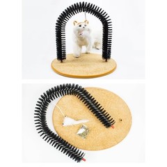 Self-Grooming Cat Arch & Scratcher | Massager Brush with Toy Ball & Scratch Pad