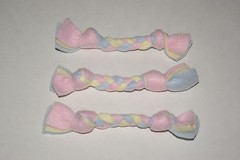 New Set of 6 Baby Pastel Pink, Yellow, Blue Handmade Braided Fleece Cat Toys BCR